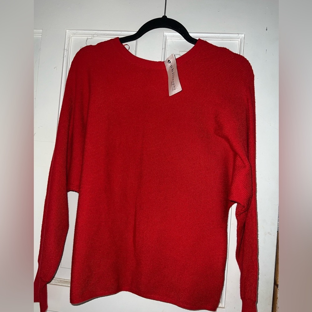 NWT Philosophy size XS rustic red long sleeve top‎ with zipper on back